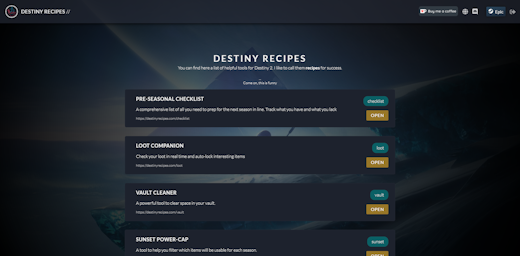 Destiny Recipes preview